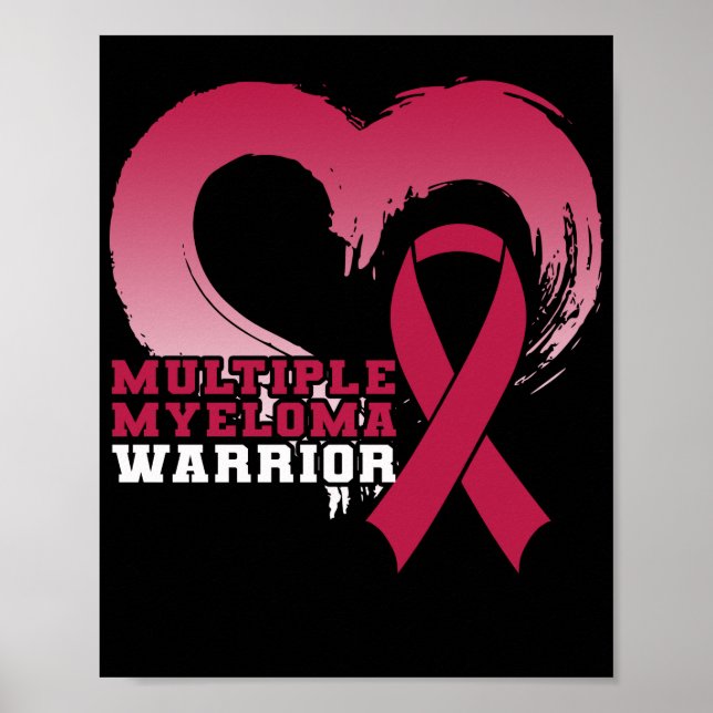 Många Myeloma Warrior Awareness Heart Poster (Framsidan)
