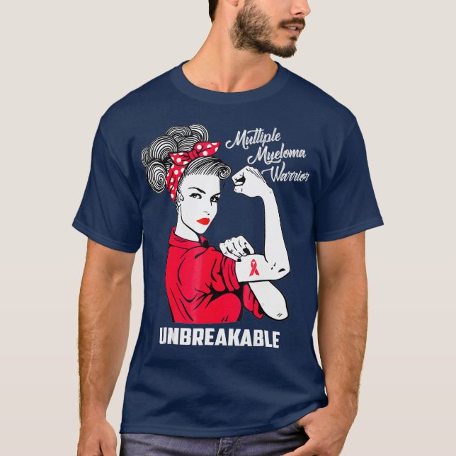 Många Myeloma Warrior Obrytbar medvetenhet T Shirt (Framsida)