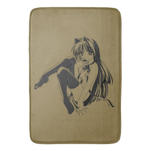 Manga, Neko Catgirl Hårig Anime Loli Slave Badrumsmatta