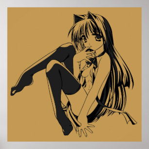 Manga, Neko Catgirl Hårig Anime Loli Slave Poster