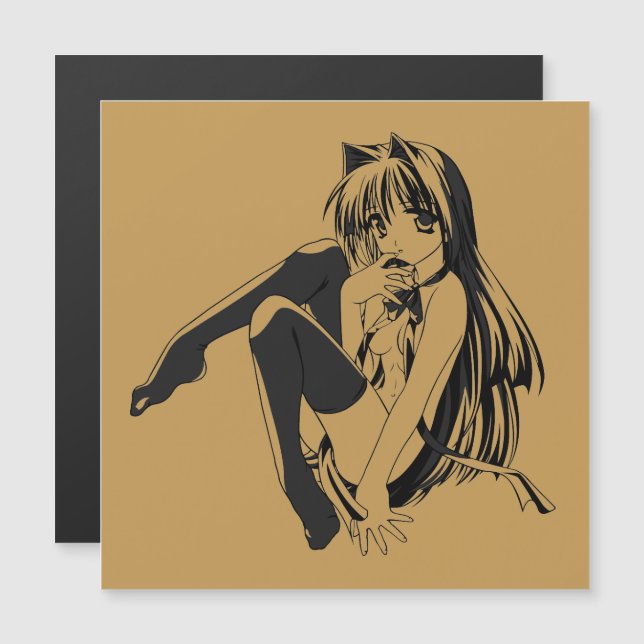 Manga, Neko Catgirl Hårig Kawaii Loli (Fram/baksida)