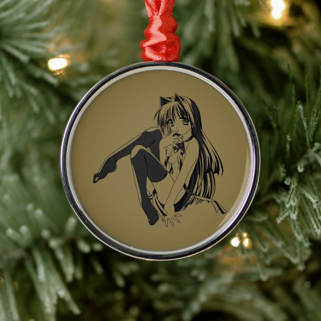 Manga, Neko Catgirl Hårig Kawaii Loli Julgransprydnad Metall (Träd)