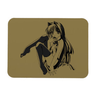 Manga, Neko Catgirl Hårig Kawaii Loli Magnet