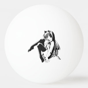 Manga, Neko Catgirl Hårig Kawaii Loli Pingisboll