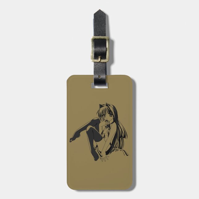 Manga, Neko Kattflicka Furry Kawaii Loli Bagagebricka (Vertikal Framsida)