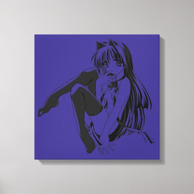 Manga, Neko Kattflicka Furry Kawaii Loli Canvastryck (Framsida)