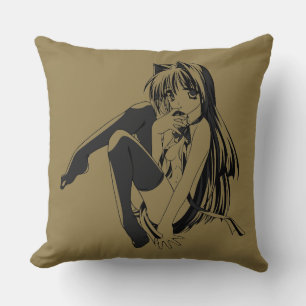 Manga, Neko Kattflicka Furry Kawaii Loli Kudde
