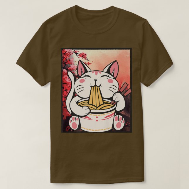 Manga Neko Ramen Cat Lover 852 T Shirt (Design framsida)