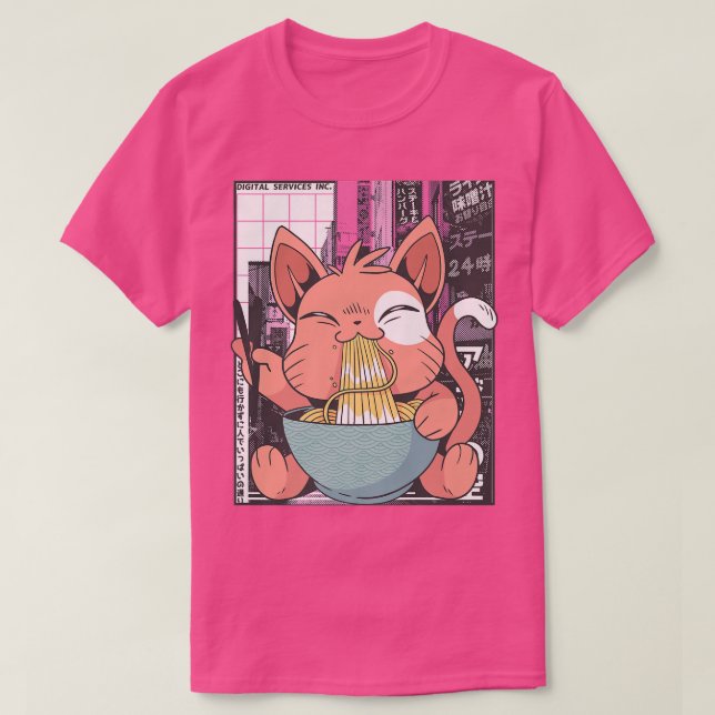 Manga Neko Ramen Cat Lover 866 T Shirt (Design framsida)