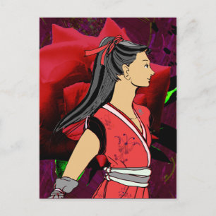 MANGA NINJA-flicka Vykort