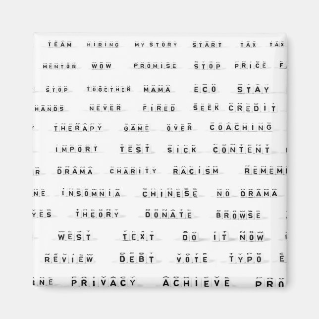 Många ord på kuber magnet (Framsidan)