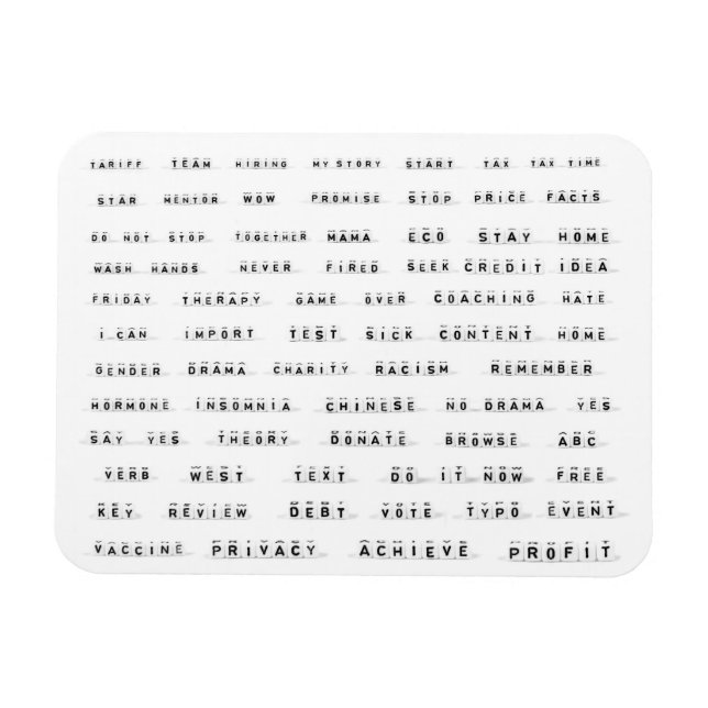 Många ord på kuber magnet (Horisontell)