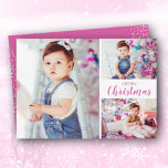 Många Photo Rosa God jul Julkort<br><div class="desc">Fira helgdagarna med det här många-fotojulkortet som innehåller GOD JUL i rosa, eller färg, på framsidan och hälsning på baksidan. *Vi föreslår att du överför alla foton av vågrät på den här designen. ÄNDRA FÄRG på baksidan av kortet så att det matchar fotot. Välj Projektionsyta för tyngsta pappra och HD-kvalitet...</div>