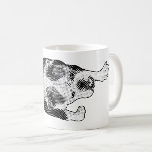 Manga prickig hund går in i djärva morgonstunder kaffemugg