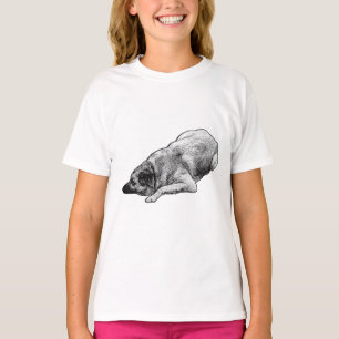 Manga Prickig Platt Hund Ger Fridfull Fritid T Shirt