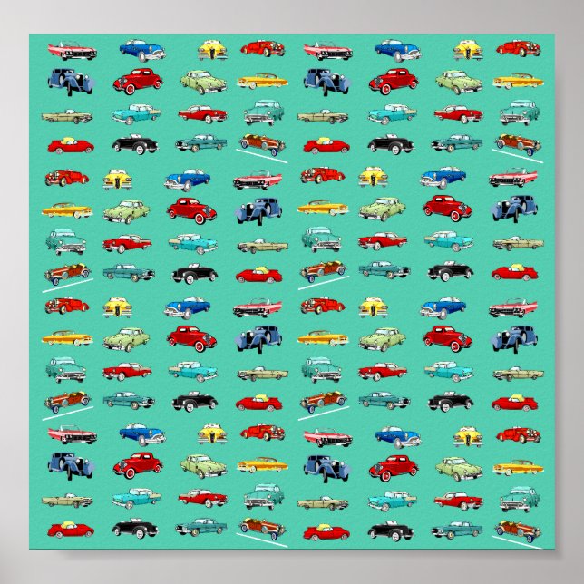 Många Retro-bilar Poster (Framsidan)