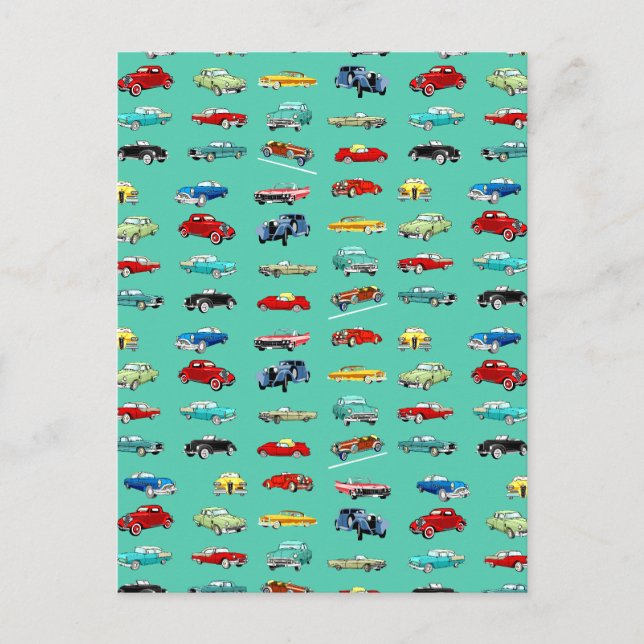 Många Retro-bilar Vykort (Framsida)