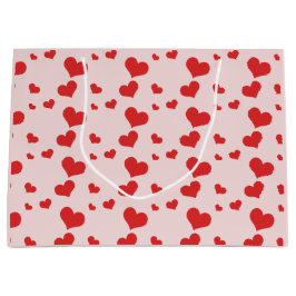 Många röda hjärtan på en söt presentväska