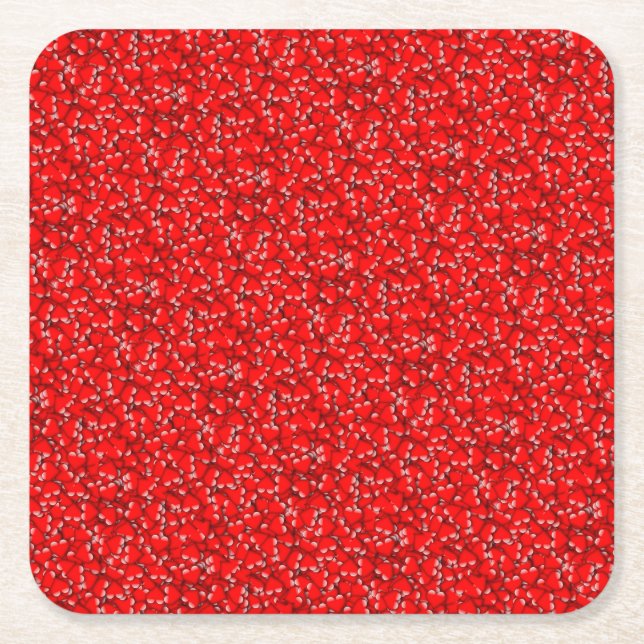 Många röda hjärtan Valentine Kärlek Heart Mönster Underlägg Papper Kvadrat (Framsidan)