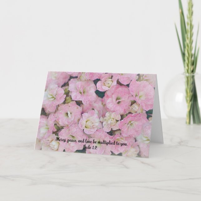 Många Rosa Flowers Kärlek Bible Verse Card Kort (Framsida)