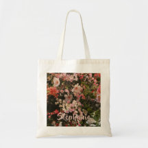 Många Rosa White Flowers Blommigt Personlig Namn