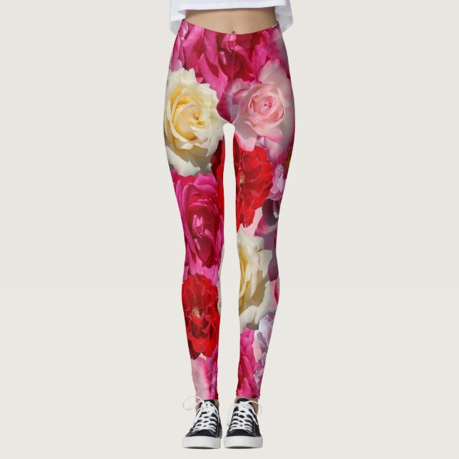 många rosor leggingar leggings (Framsida)