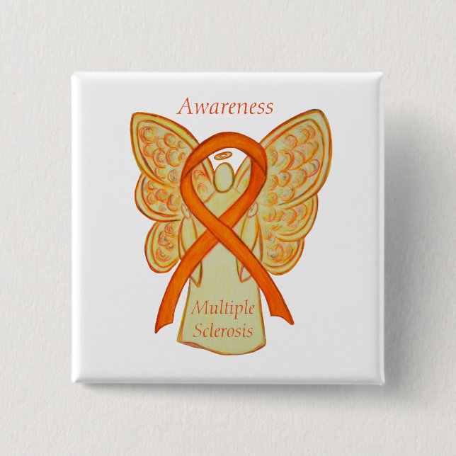 Många Sclerosis Angel Awareness Ribbon Stift Knapp (Framsida)