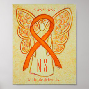 Många Sclerosis Awareness Angel Ribbon Poster