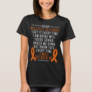 Många Sclerosis Awareness back Orange Ribbon T Shirt