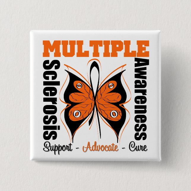 Många Sclerosis Awareness Butterfly Knapp (Framsida)