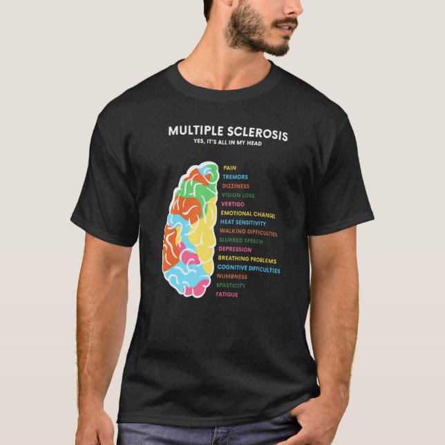 Många Sclerosis Awareness its all in my Head Ms T Shirt (Framsida)