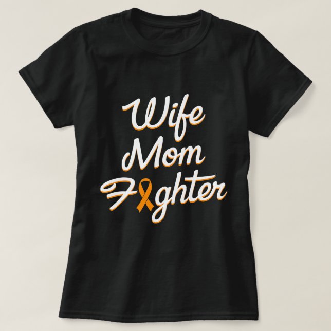 Många Sclerosis Awareness Mamma Wife Fighter MS W T Shirt (Design framsida)