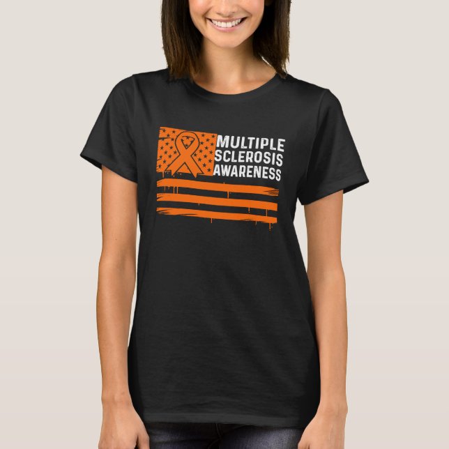 Många Sclerosis Awareness MS Survivor Warrior T Shirt (Framsida)