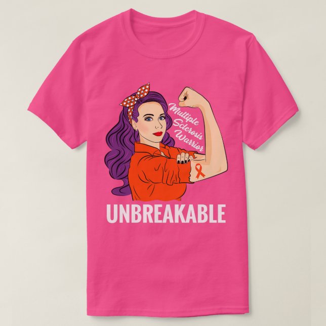 Många Sclerosis Awareness MS Warrior Obrytabl T Shirt (Design framsida)