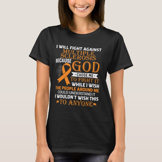 Många Sclerosis Awareness Orange Ribbon Manar Wom T Shirt (Framsida)