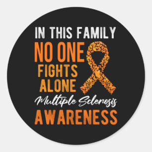 Många Sclerosis Awareness Orange Ribbon Runt Klistermärke