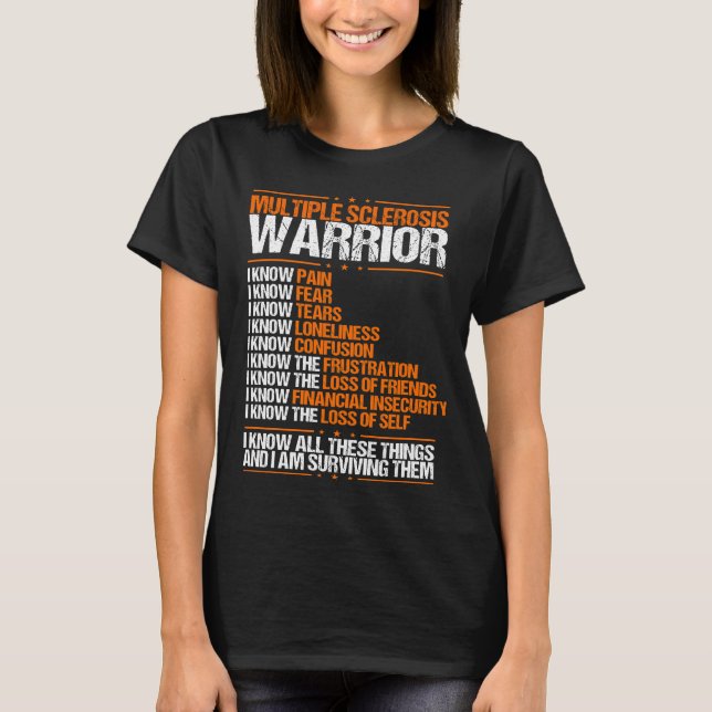 Många Sclerosis Awareness Pain Orange Ribbon T Shirt (Framsida)