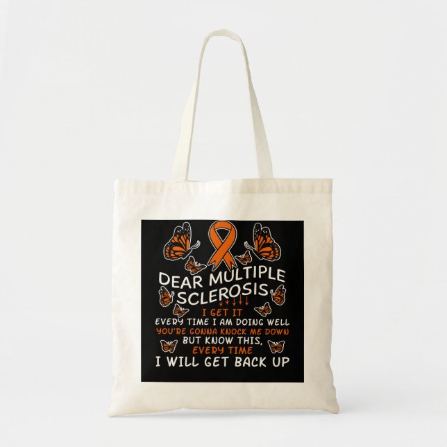Många Sclerosis Awareness Quote Orange Ribbon Tygkasse (Framsidan)