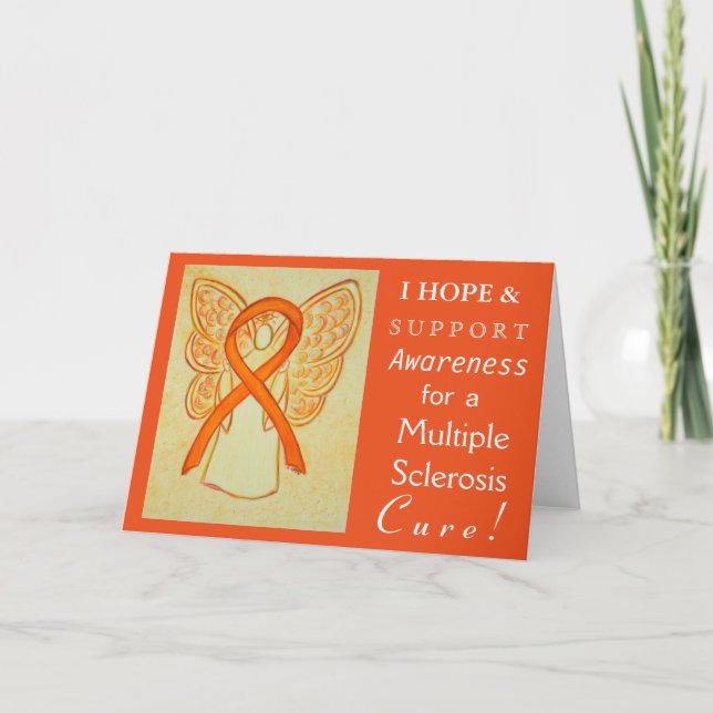 Många Sclerosis Awareness Ribbon Angel MS Card Helgkort (Framsida)
