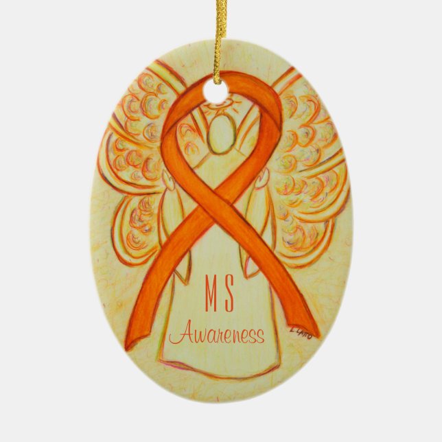 Många Sclerosis Awareness Ribbon Angel Ornament (Framsidan)