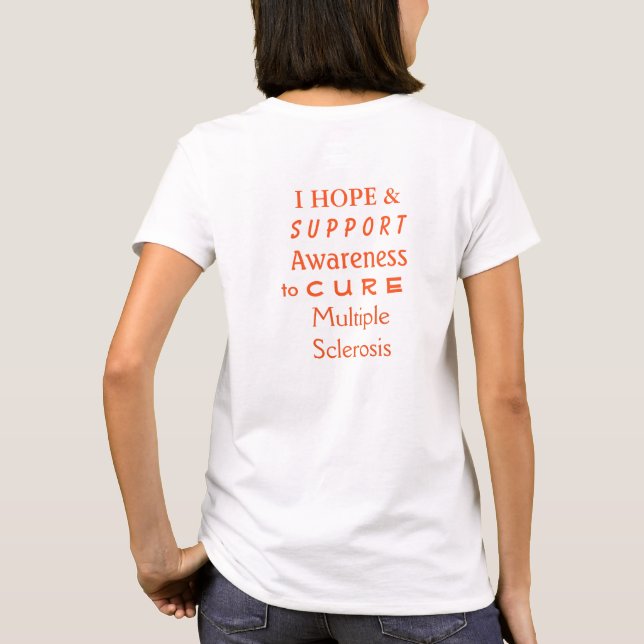 Många Sclerosis Awareness Ribbon Angel T Shirt (Baksida)