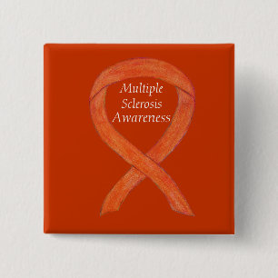 Många Sclerosis Awareness Ribbon Anpassningsbar St Knapp