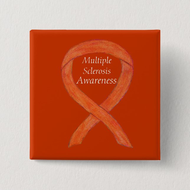 Många Sclerosis Awareness Ribbon Anpassningsbar St Knapp (Framsida)