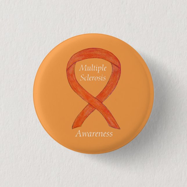 Många Sclerosis Awareness Ribbon Anpassningsbar St Knapp (Framsida)