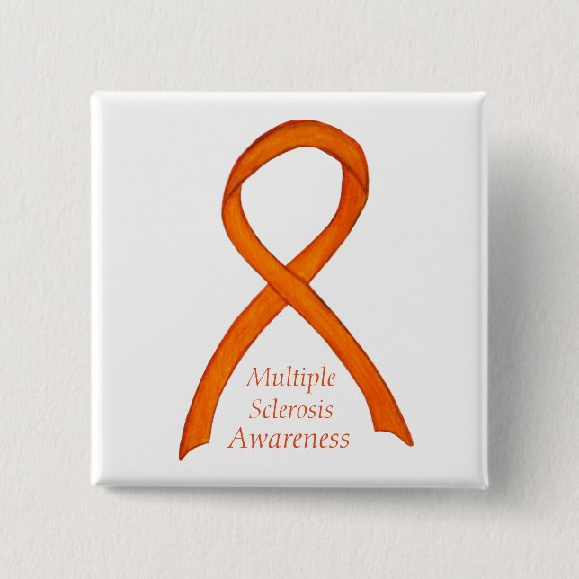 Många Sclerosis Awareness Ribbon Anpassningsbar St Knapp (Framsida)