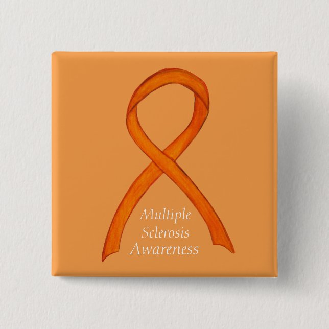 Många Sclerosis Awareness Ribbon Anpassningsbar St Knapp (Framsida)