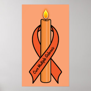 Många Sclerosis Awareness Ribbon Candle of Hope Poster