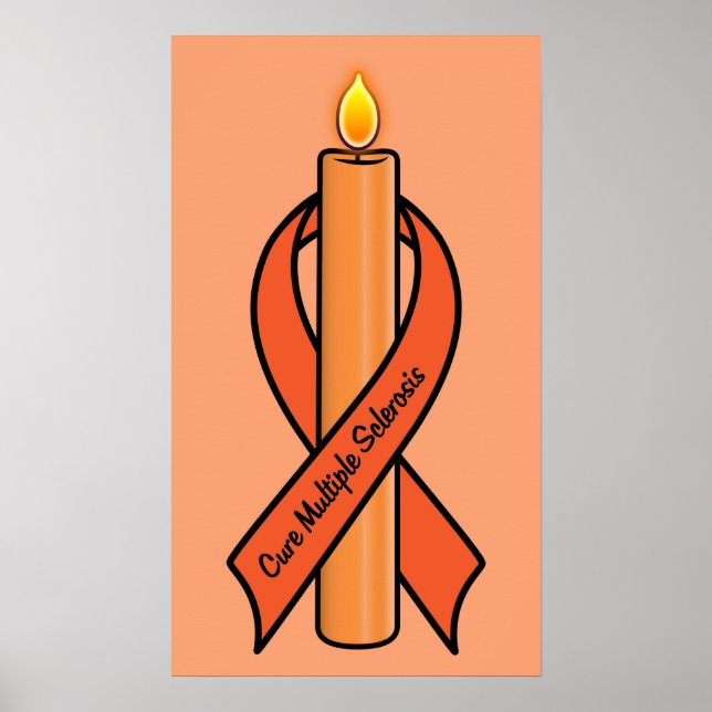 Många Sclerosis Awareness Ribbon Candle of Hope Poster (Framsidan)