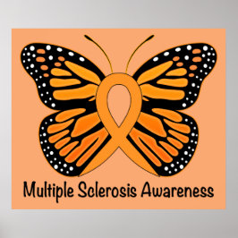 Många Sclerosis Awareness Ribbon with Butterfly Poster