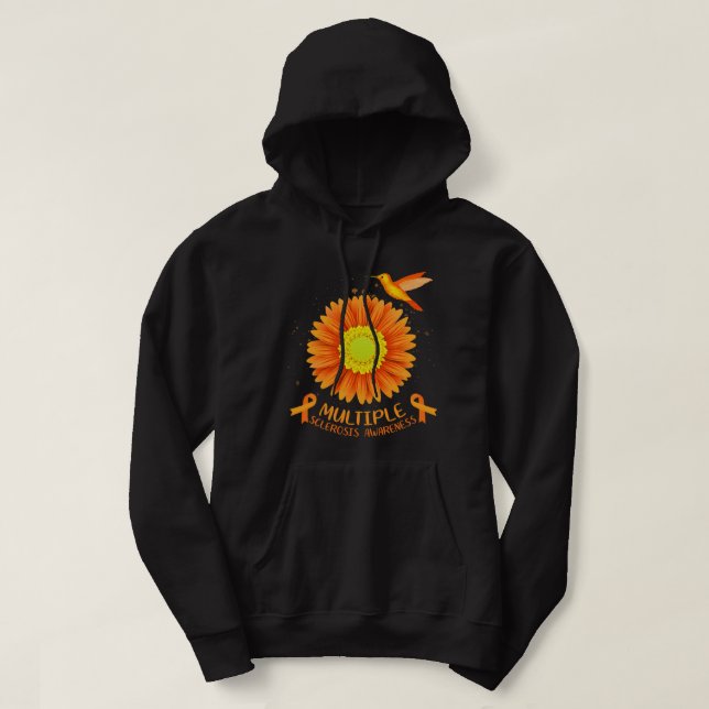 Många Sclerosis Awareness Solros Hummingbird Hoodie (Design framsida)